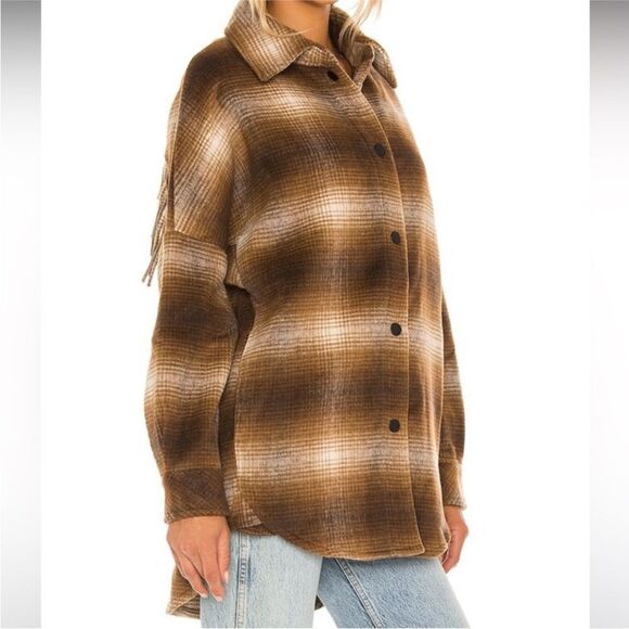 Steve Madden Fringe With Benefits Jacket / Shacket / Button Up Coat Brown sz XL - Picture 3 of 9